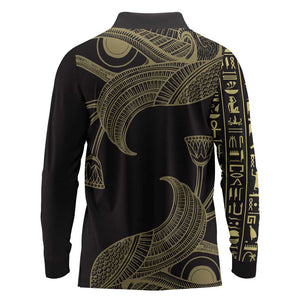 Afro Egypt Long Sleeve Polo Shirt Horus Eyes Egyptian God