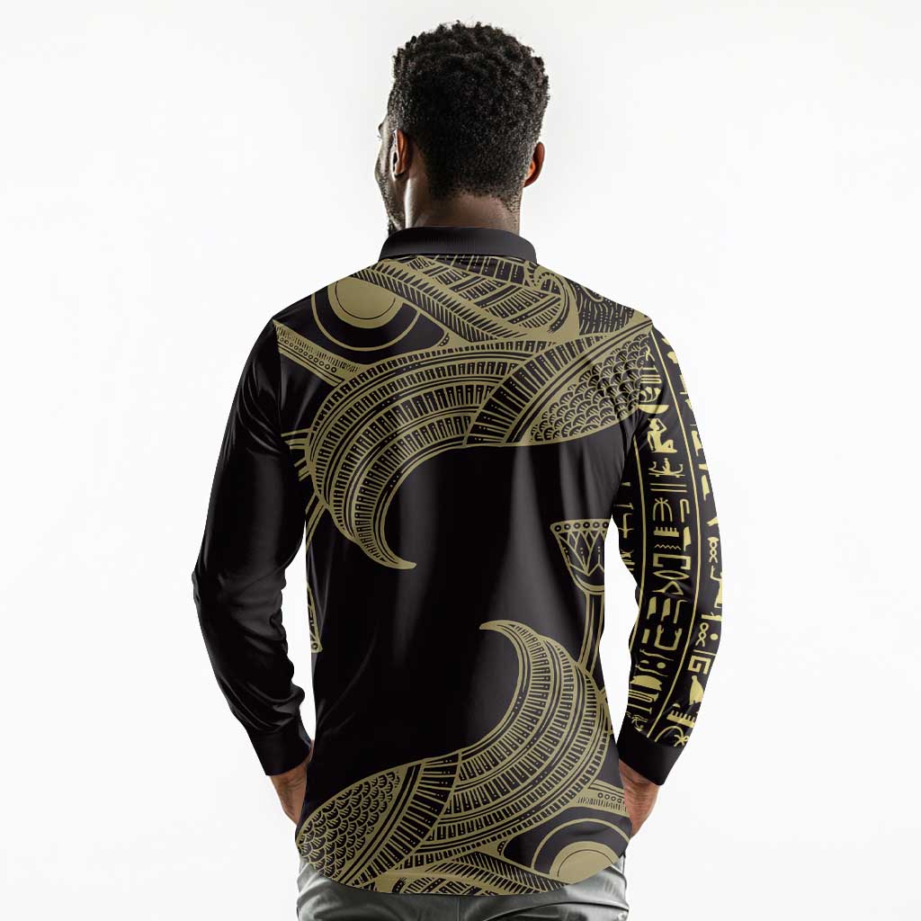 Afro Egypt Long Sleeve Polo Shirt Horus Eyes Egyptian God