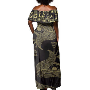Afro Egypt Off Shoulder Maxi Dress Horus Eyes Egyptian God