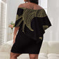 Afro Egypt Off Shoulder Short Dress Horus Eyes Egyptian God