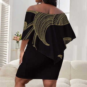 Afro Egypt Off Shoulder Short Dress Horus Eyes Egyptian God