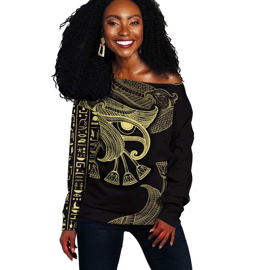 Afro Egypt Off Shoulder Sweater Horus Eyes Egyptian God