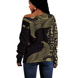 Afro Egypt Off Shoulder Sweater Horus Eyes Egyptian God