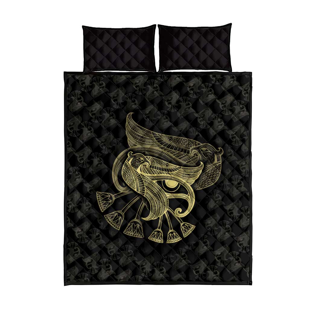 Afro Egypt Quilt Bed Set Horus Eyes Egyptian God