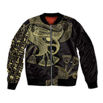Afro Egypt Sleeve Zip Bomber Jacket Horus Eyes Egyptian God