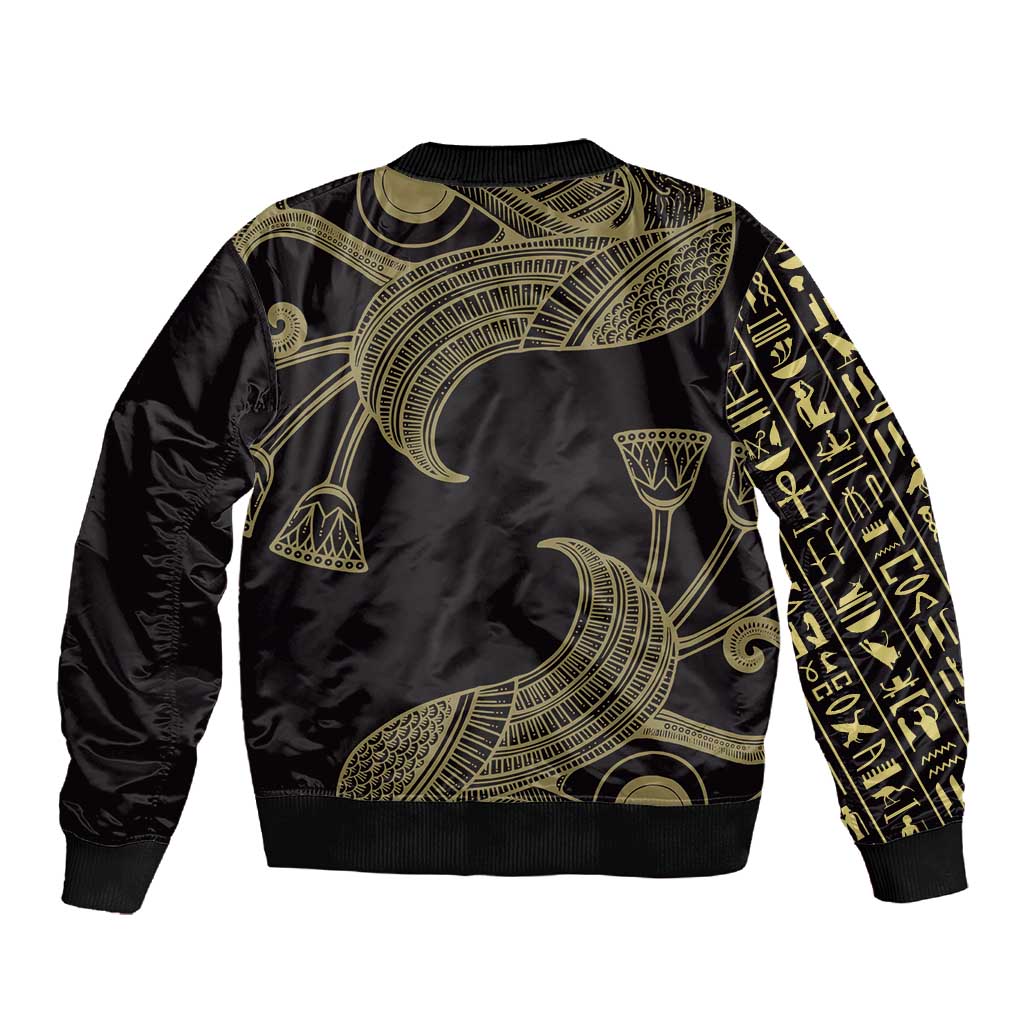 Afro Egypt Sleeve Zip Bomber Jacket Horus Eyes Egyptian God