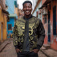 Afro Egypt Sleeve Zip Bomber Jacket Horus Eyes Egyptian God