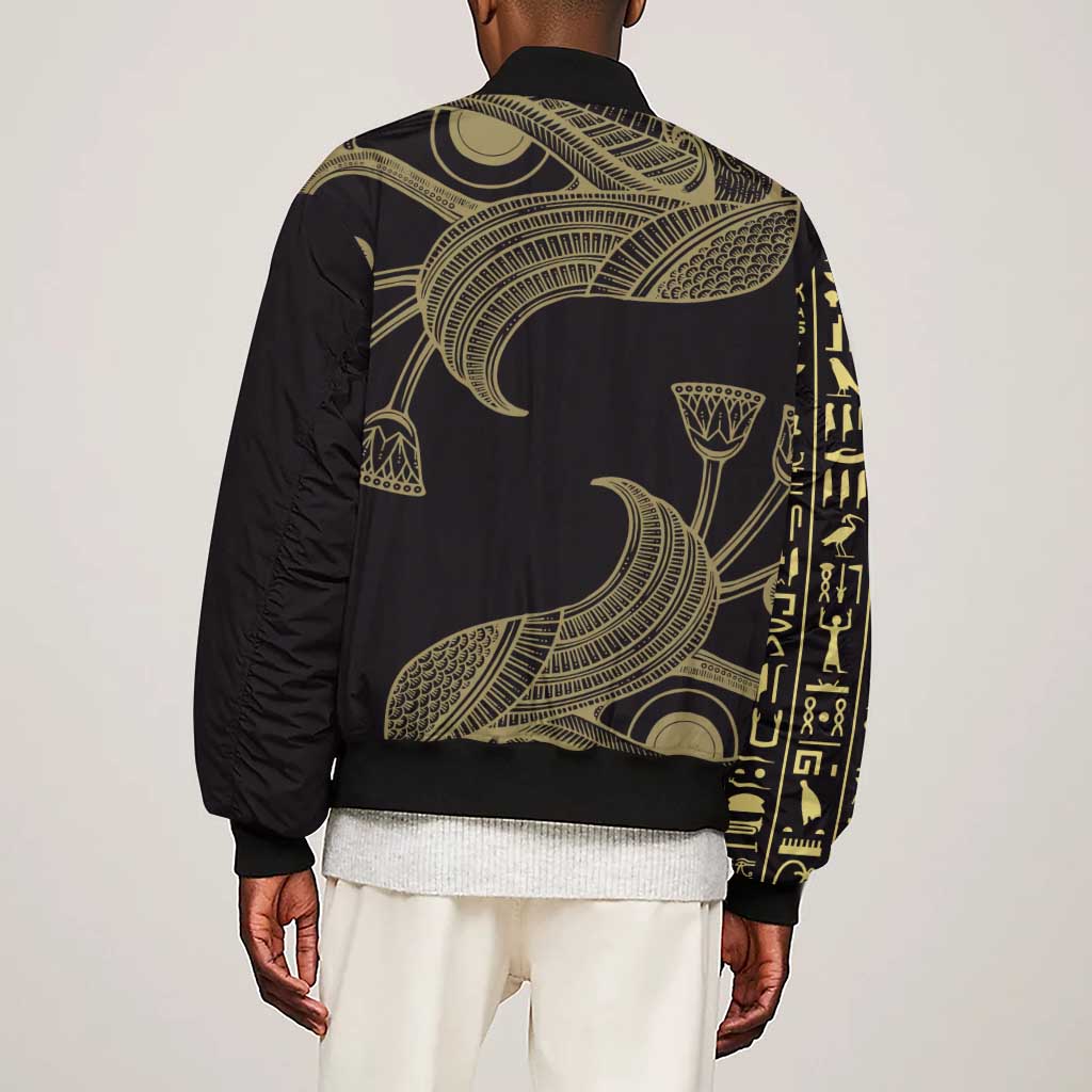 Afro Egypt Sleeve Zip Bomber Jacket Horus Eyes Egyptian God