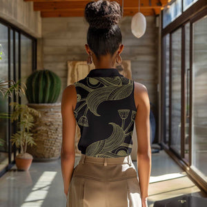 Afro Egypt Women Sleeveless Polo Shirt Horus Eyes Egyptian God