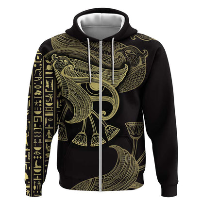 Afro Egypt Zip Hoodie Horus Eyes Egyptian God