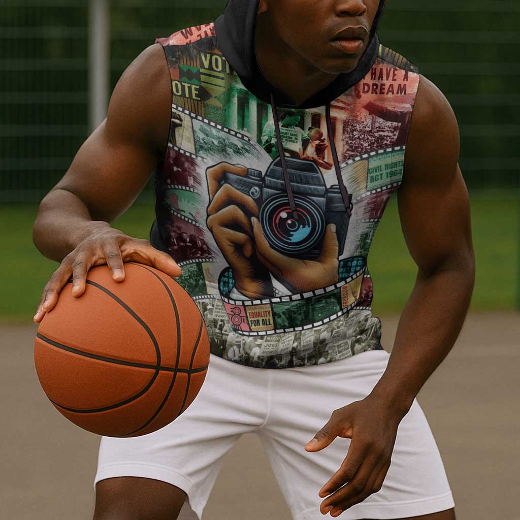 African American Civil Rights Leaders Sleeveless Hoodie Heritage in Frames Photography - African Pride
