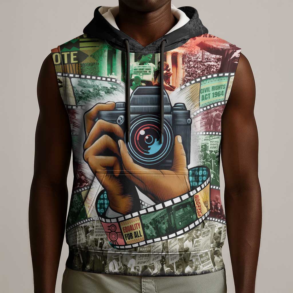 African American Civil Rights Leaders Sleeveless Hoodie Heritage in Frames Photography - African Pride
