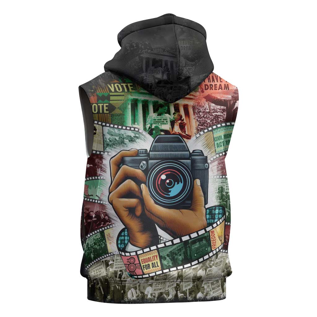 African American Civil Rights Leaders Sleeveless Zip Hoodie Heritage in Frames Photography - African Pride