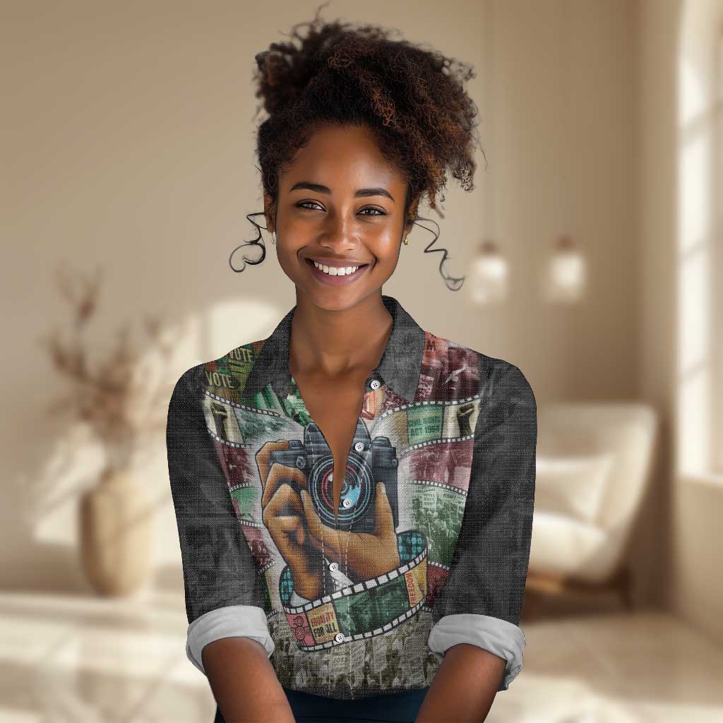 African American Civil Rights Leaders Women Casual Shirt Heritage in Frames Photography DT03