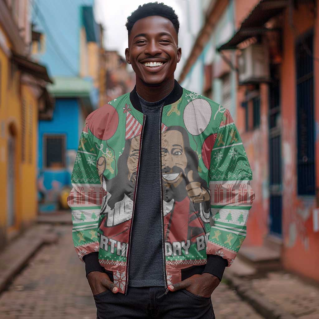 African Birthday Boy Jesus Bomber Jacket Afro Christmas