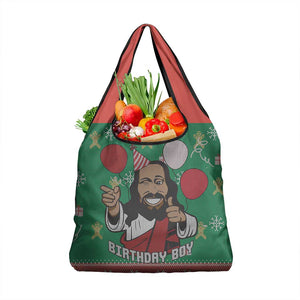 African Birthday Boy Jesus Grocery Bag Afro Christmas