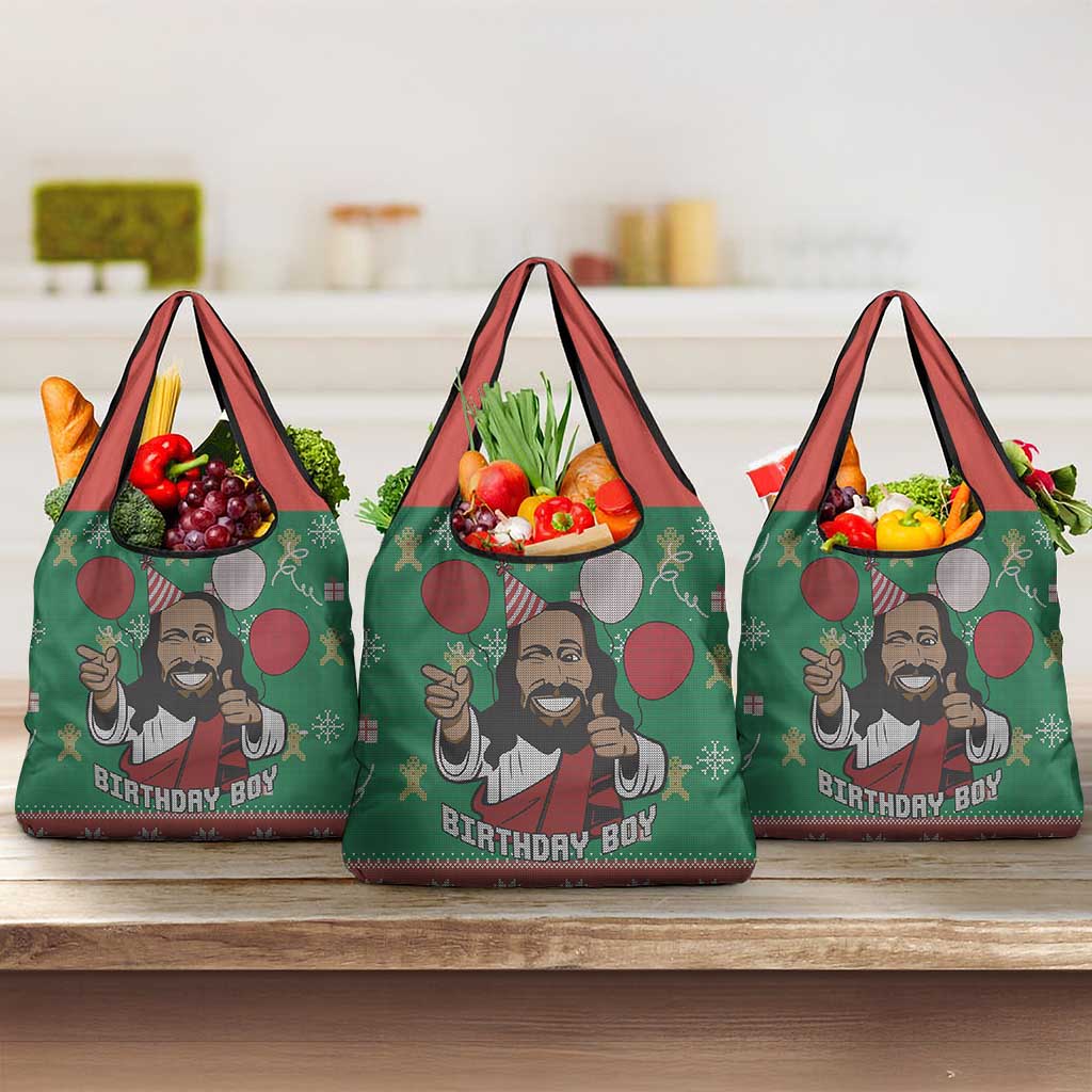 African Birthday Boy Jesus Grocery Bag Afro Christmas