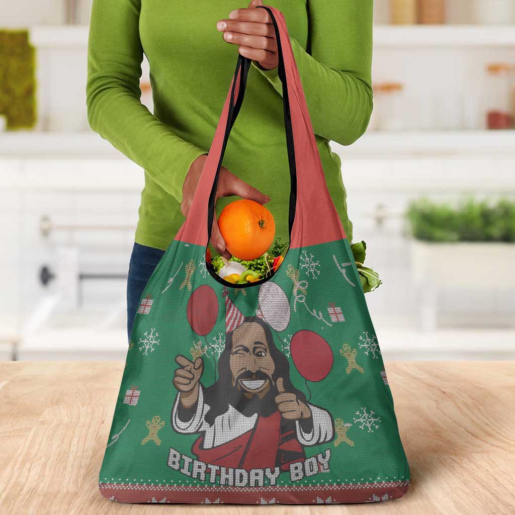 African Birthday Boy Jesus Grocery Bag Afro Christmas