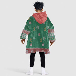 African Birthday Boy Jesus Kid Wearable Blanket Hoodie Afro Christmas