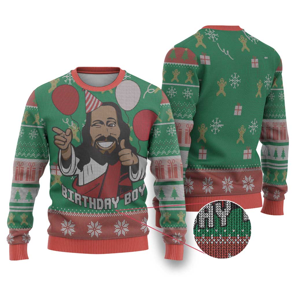 African Birthday Boy Jesus Ugly Christmas Sweater Afro Christmas