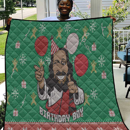 African Birthday Boy Jesus Quilt Afro Christmas