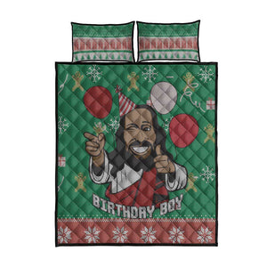 African Birthday Boy Jesus Quilt Bed Set Afro Christmas