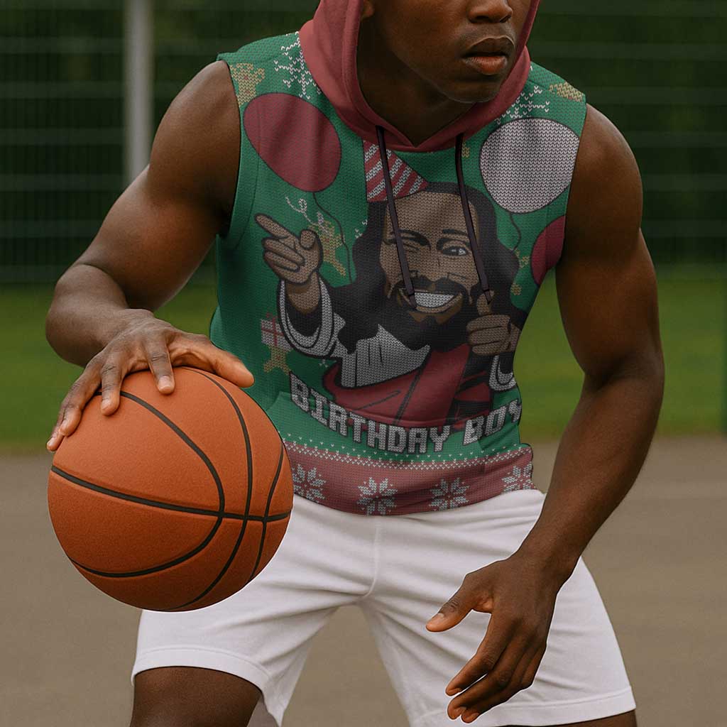 African Birthday Boy Jesus Sleeveless Hoodie Afro Christmas - African Pride