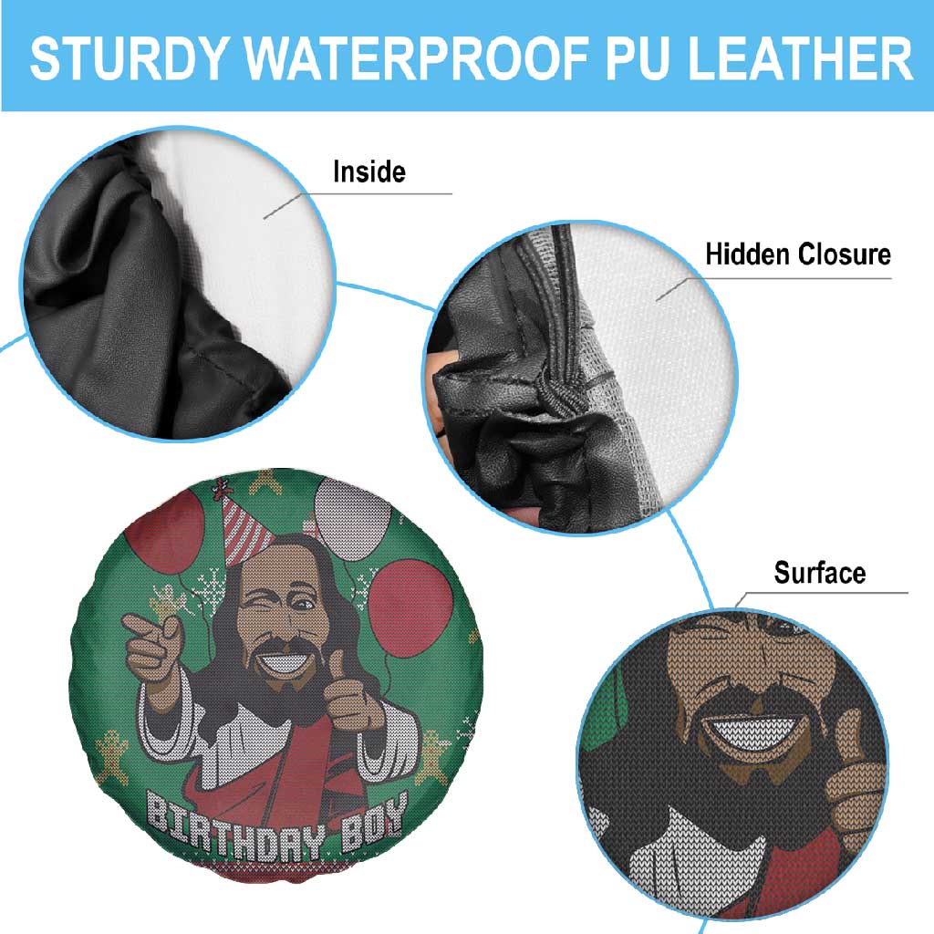 African Birthday Boy Jesus Spare Tire Cover Afro Christmas