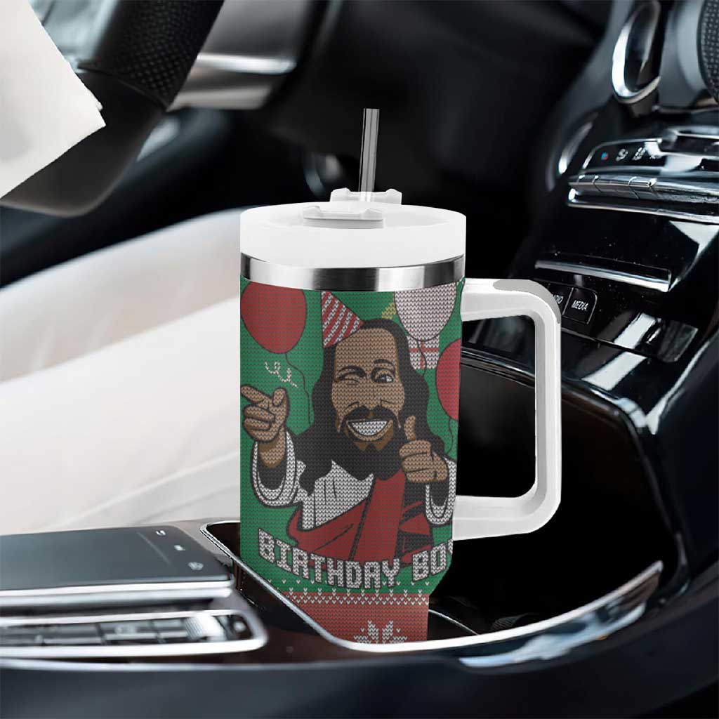 African Birthday Boy Jesus Tumbler With Handle Afro Christmas