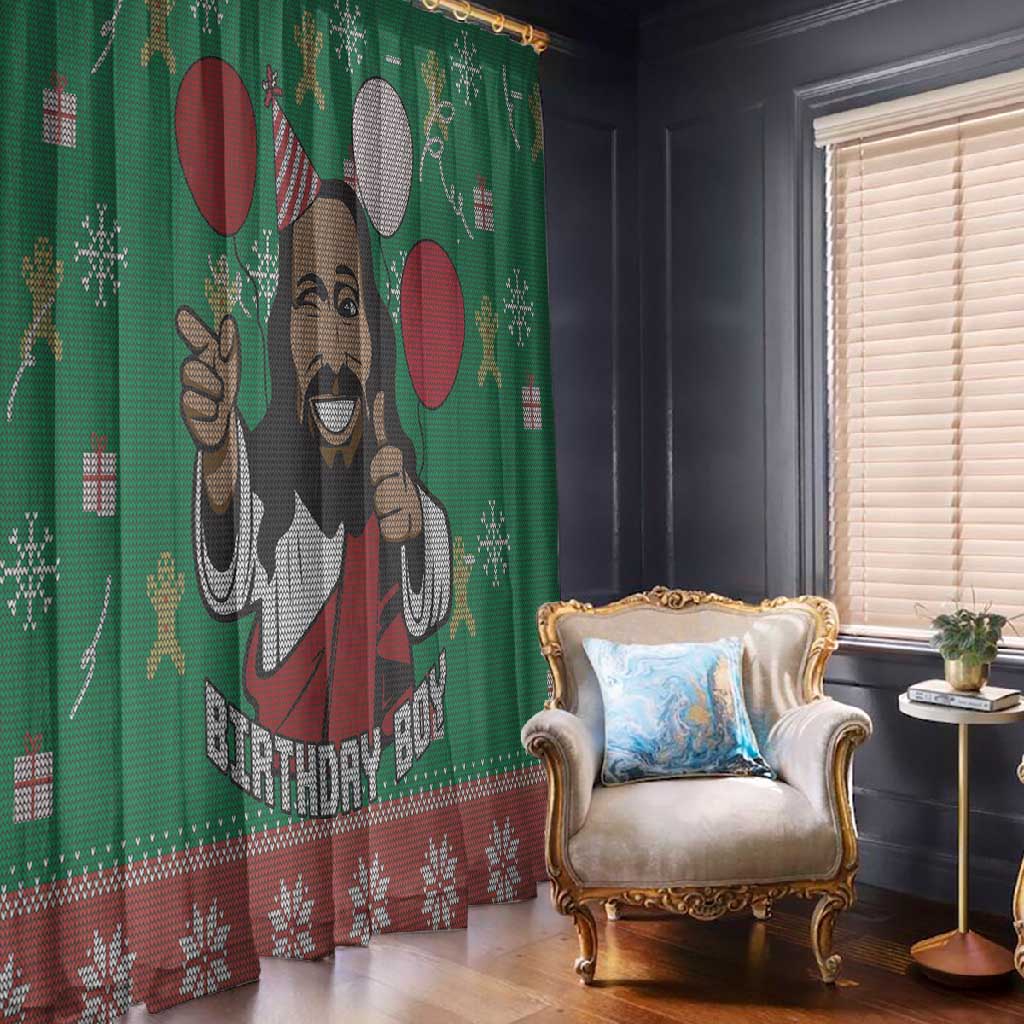 African Birthday Boy Jesus Window Curtain Afro Christmas