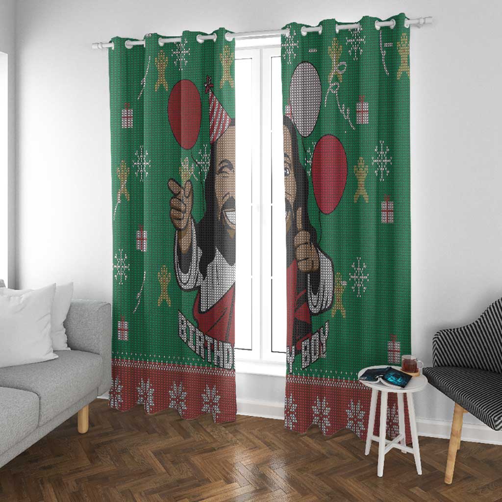 African Birthday Boy Jesus Window Curtain Afro Christmas