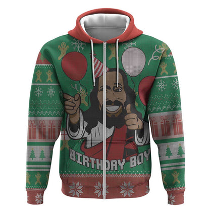 African Birthday Boy Jesus Zip Hoodie Afro Christmas