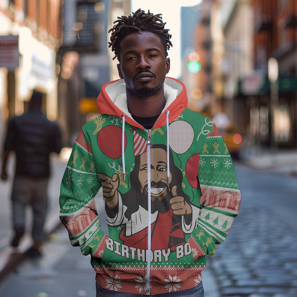 African Birthday Boy Jesus Zip Hoodie Afro Christmas