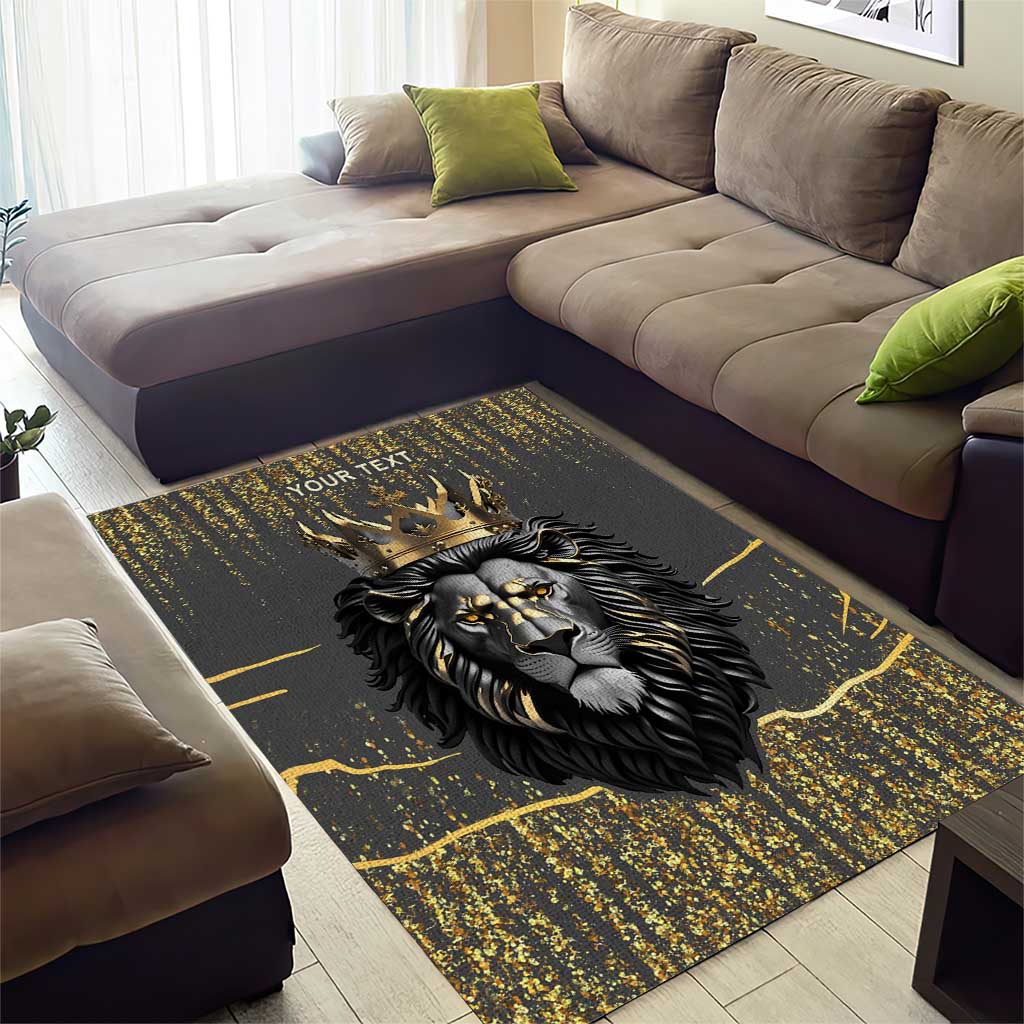 Personalized Black and Gold Lion Africa Area Rug
