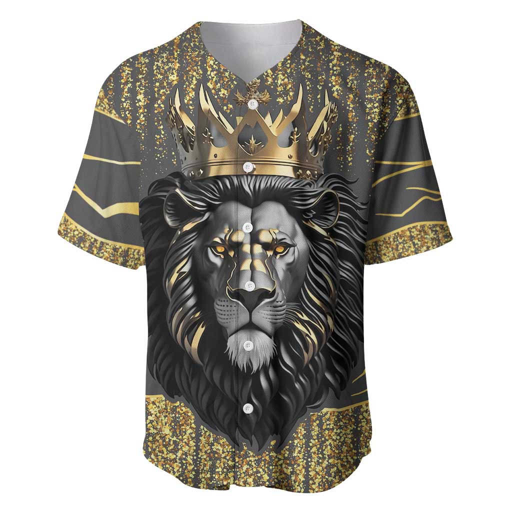 Personalized Black and Gold Lion Africa Baseball Jersey