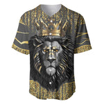 Personalized Black and Gold Lion Africa Baseball Jersey