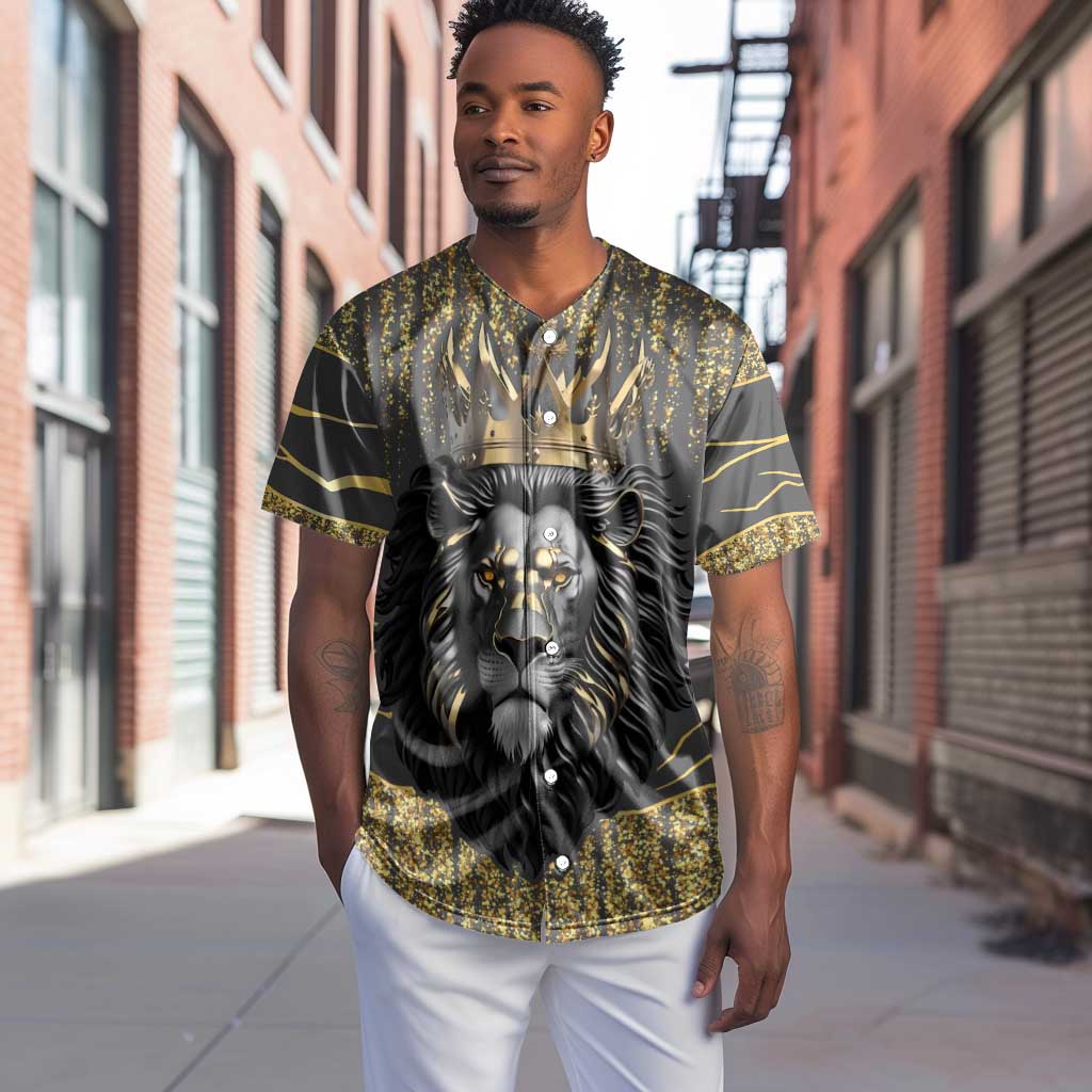 Personalized Black and Gold Lion Africa Baseball Jersey
