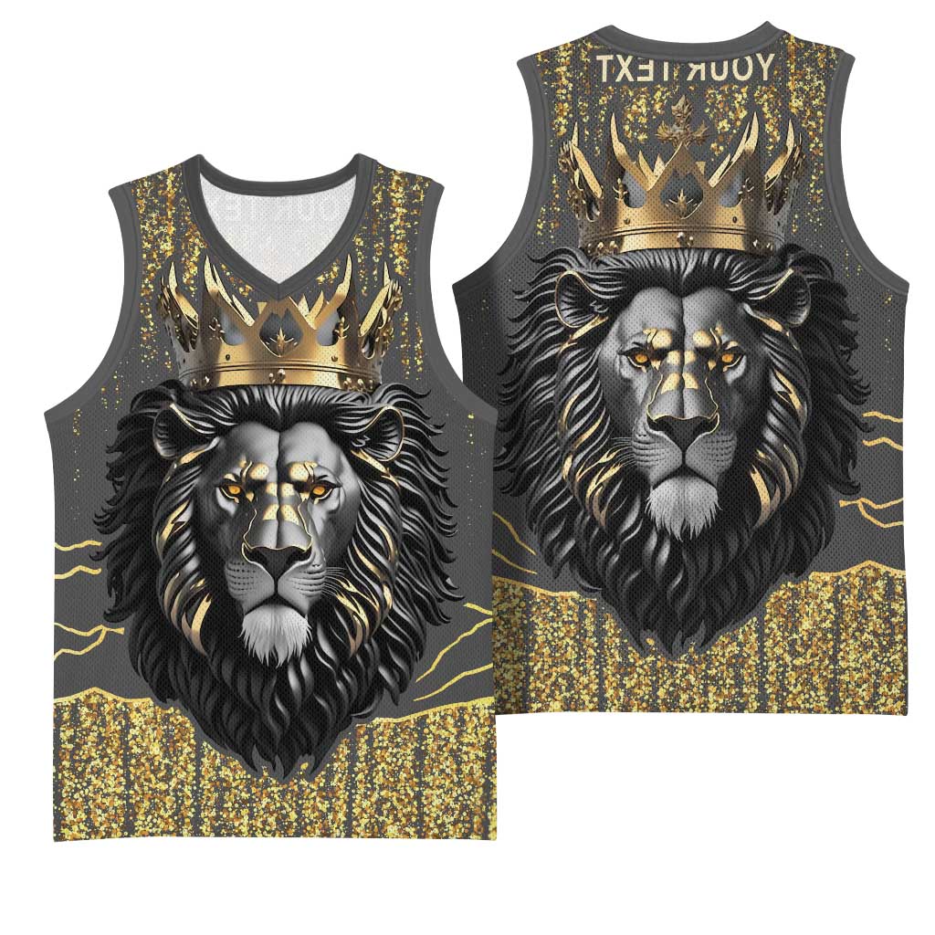Personalized Black and Gold Lion Africa Basketball Jersey - African Pride