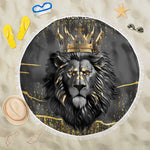 Personalized Black and Gold Lion Africa Beach Blanket