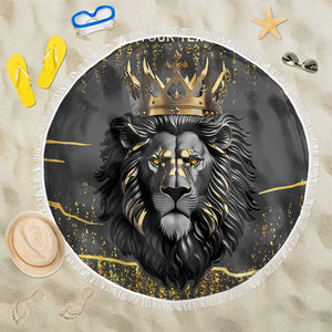 Personalized Black and Gold Lion Africa Beach Blanket