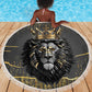 Personalized Black and Gold Lion Africa Beach Blanket