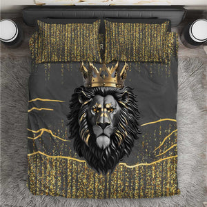 Personalized Black and Gold Lion Africa Bedding Set