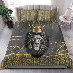 Personalized Black and Gold Lion Africa Bedding Set