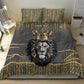 Personalized Black and Gold Lion Africa Bedding Set