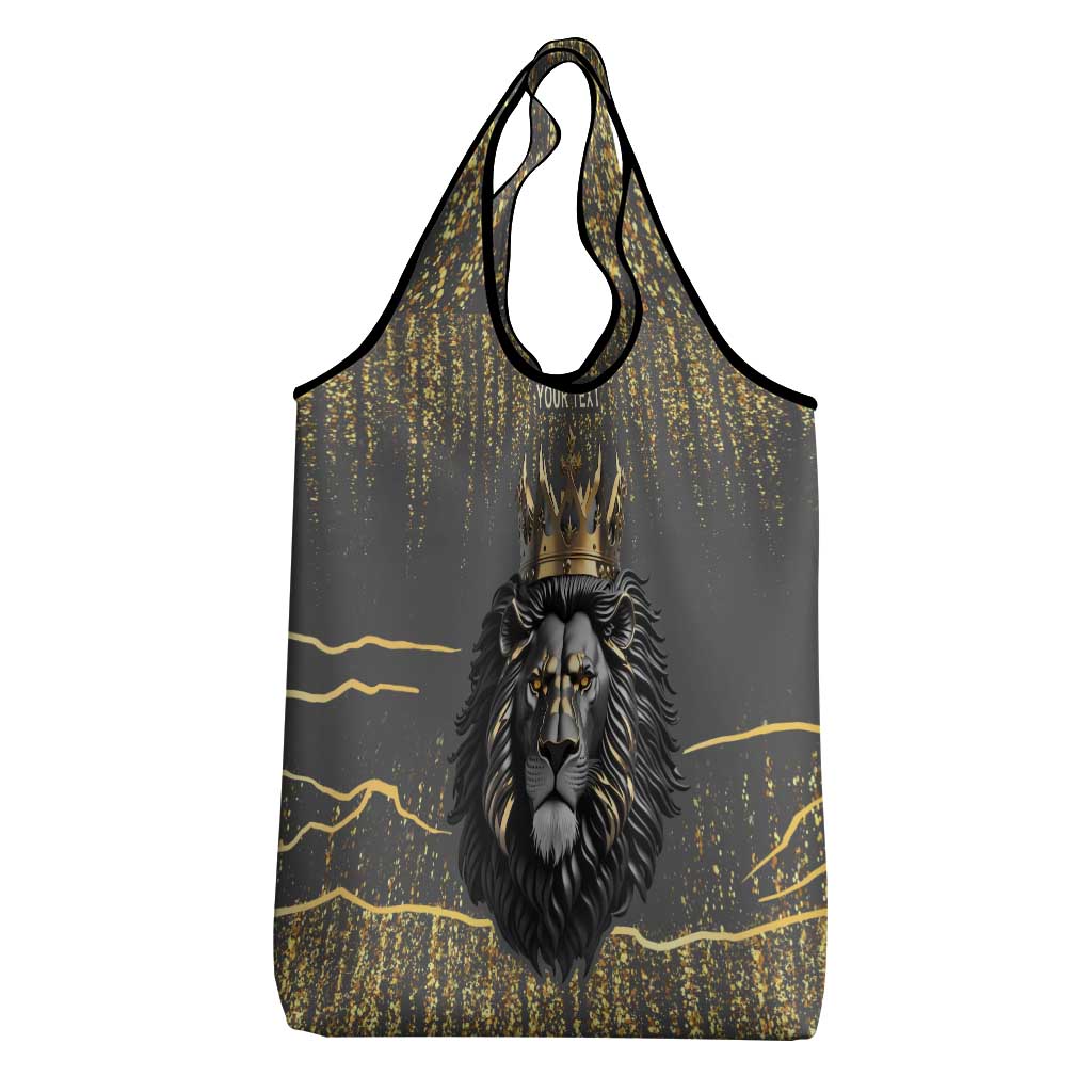 Personalized Black and Gold Lion Africa Grocery Bag
