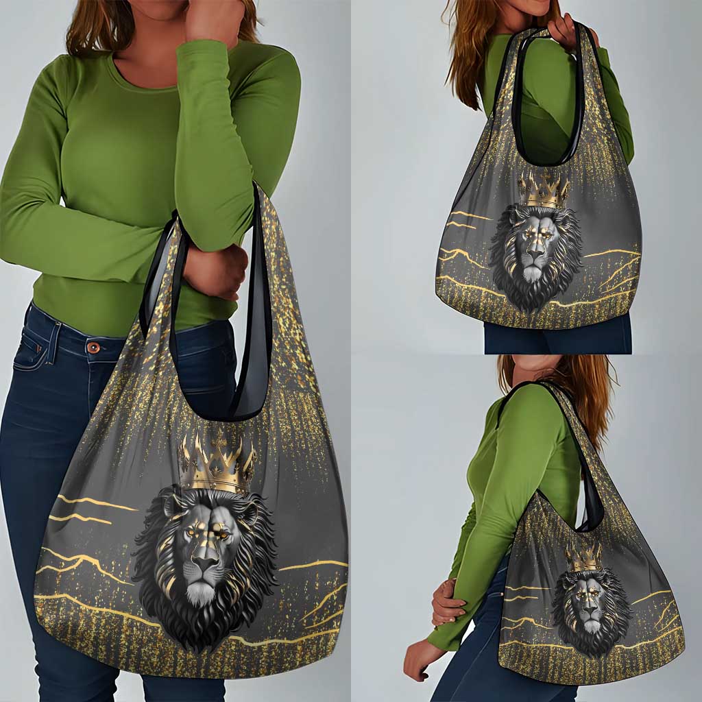 Personalized Black and Gold Lion Africa Grocery Bag