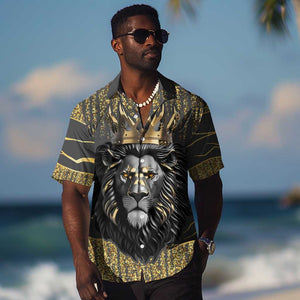 Personalized Black and Gold Lion Africa Hawaiian Shirt