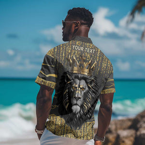Personalized Black and Gold Lion Africa Hawaiian Shirt
