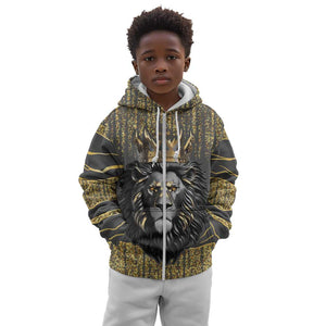 Personalized Black and Gold Lion Africa Kid Hoodie