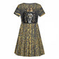Personalized Black and Gold Lion Africa Kid Short Sleeve Dress